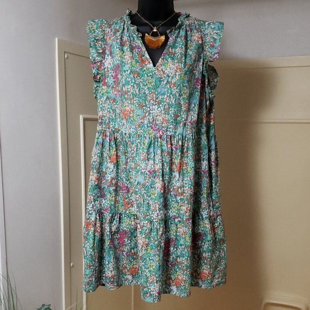 Floral Sleeveless Dress Large